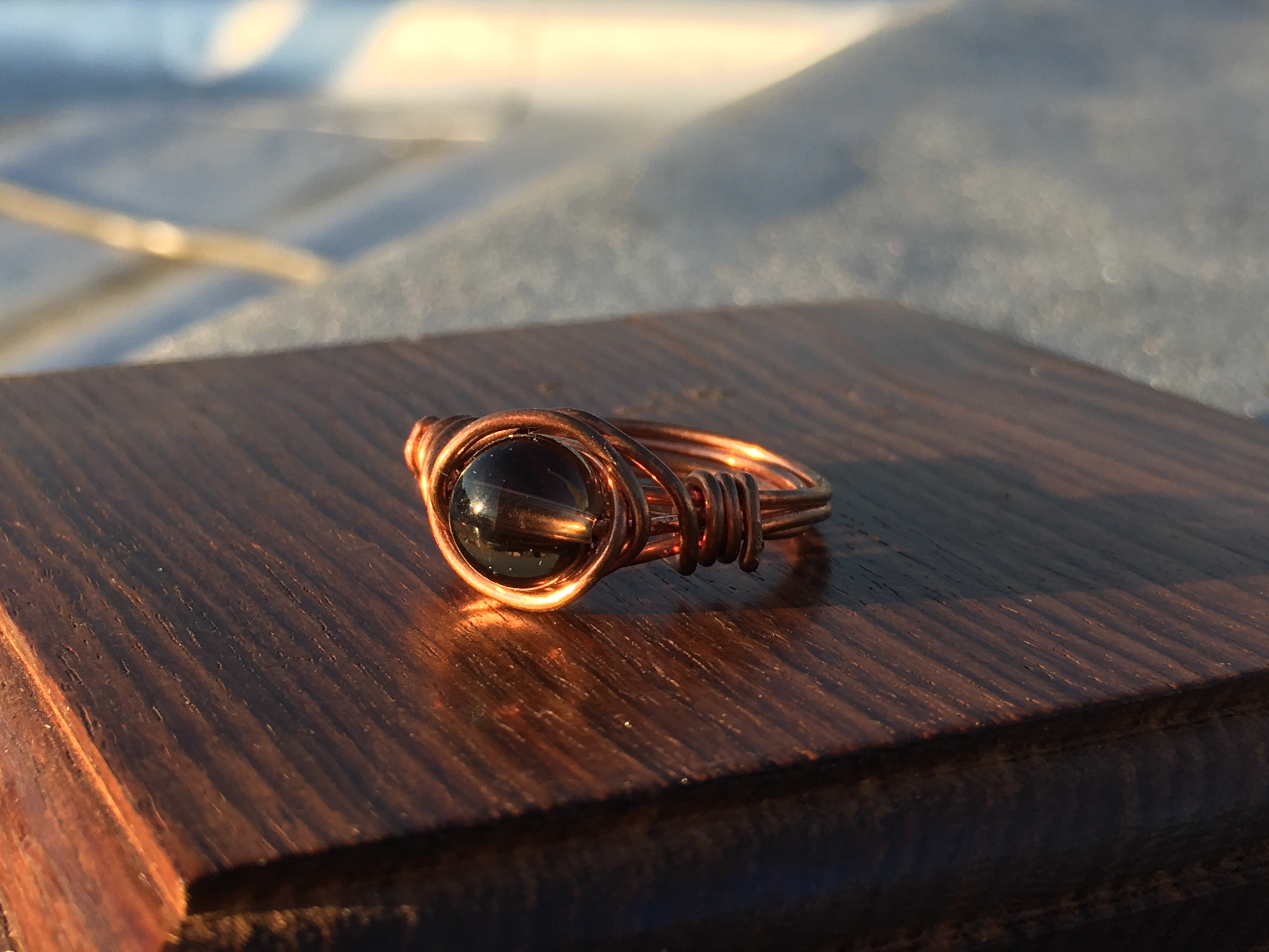 Smokey Quartz Copper Ring