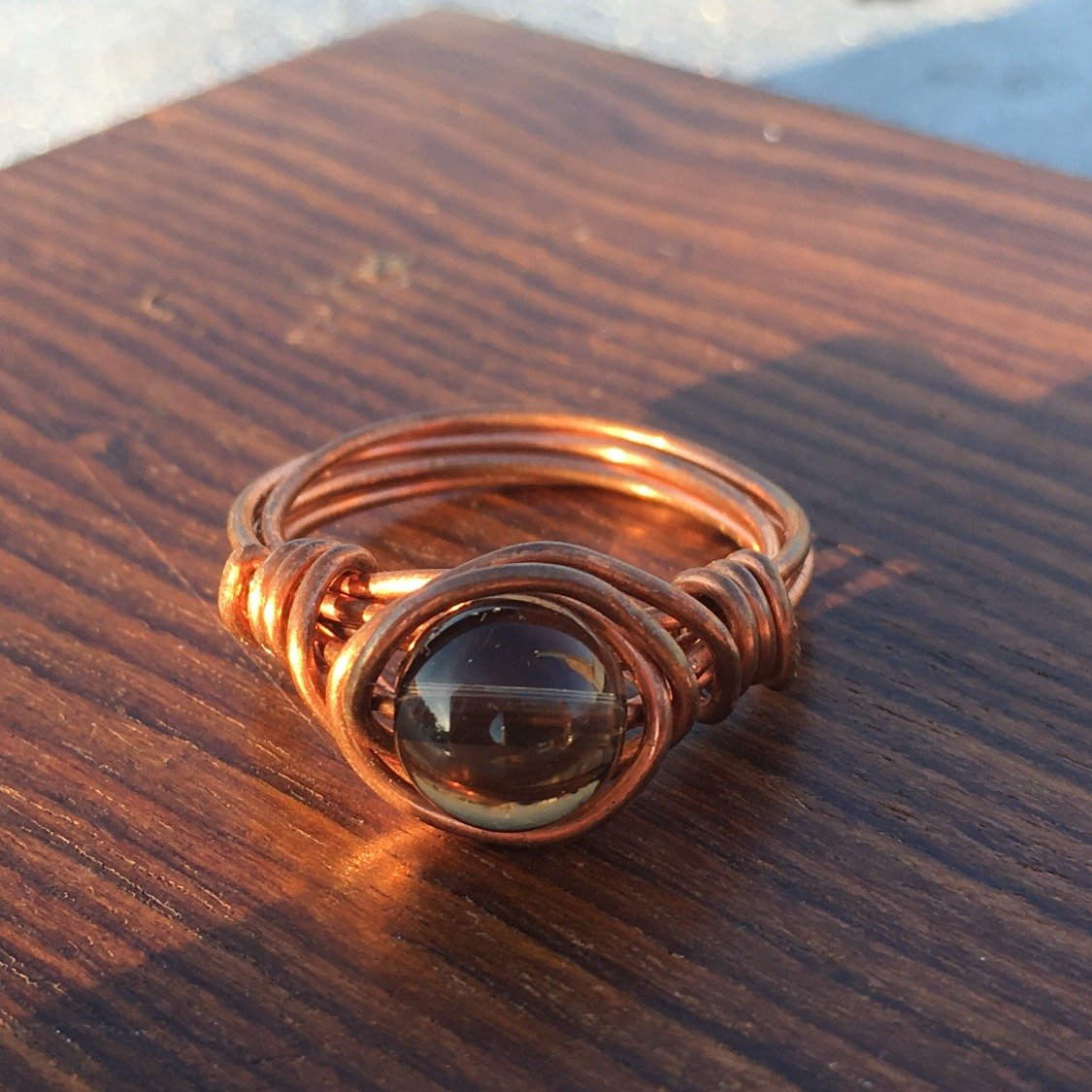 Smokey Quartz Copper Ring
