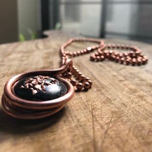 orgonite pendant on a copper chain 